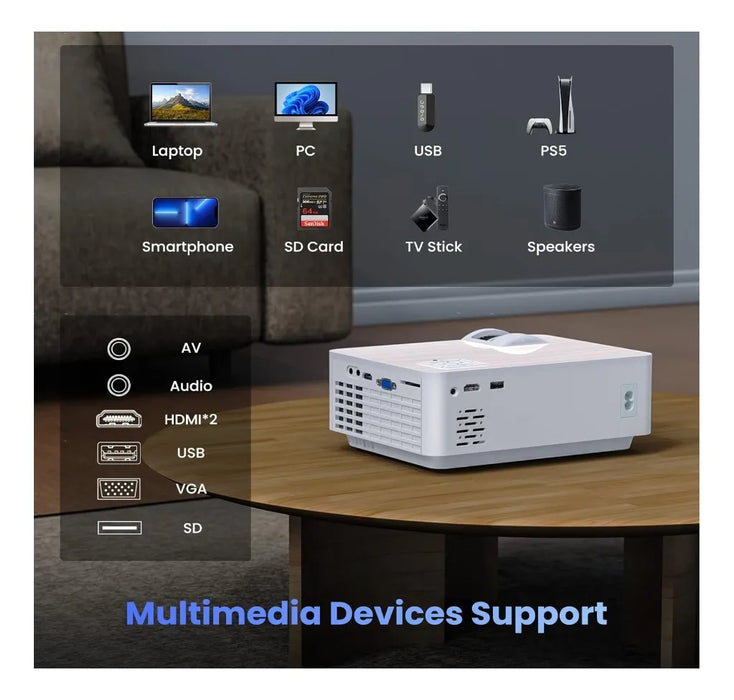 Proyector Groview Bluetooth 1080p Pantalla 100 Y 9500 Lux.