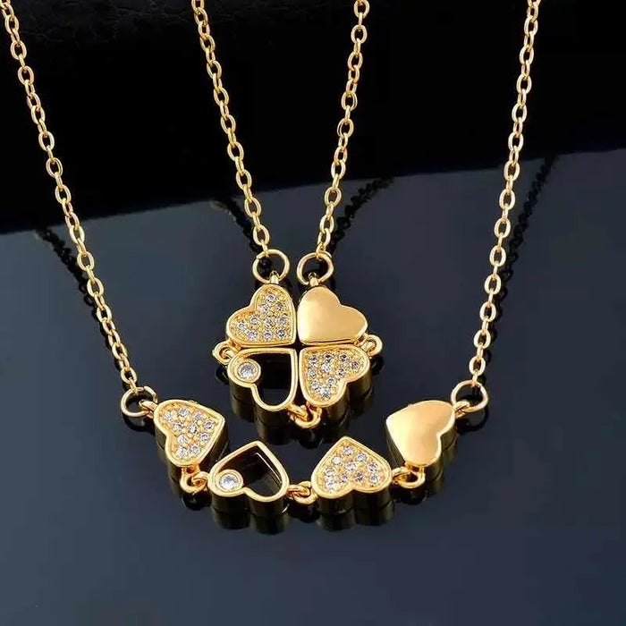Collar con colgante de corazón para mujer: con piedras brillantes y diseño elegante.