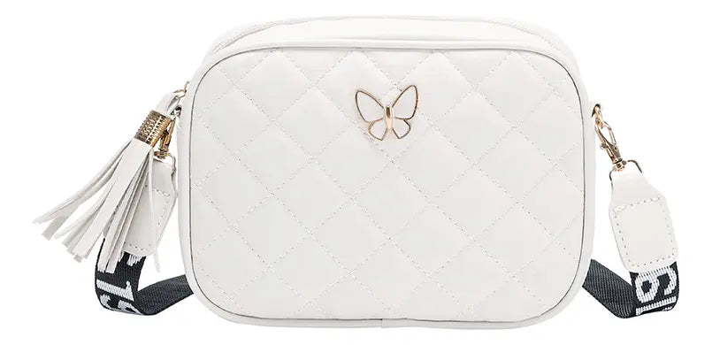 Bolso Bandolera de Hombro Único con Mariposa y Costura de Diamante