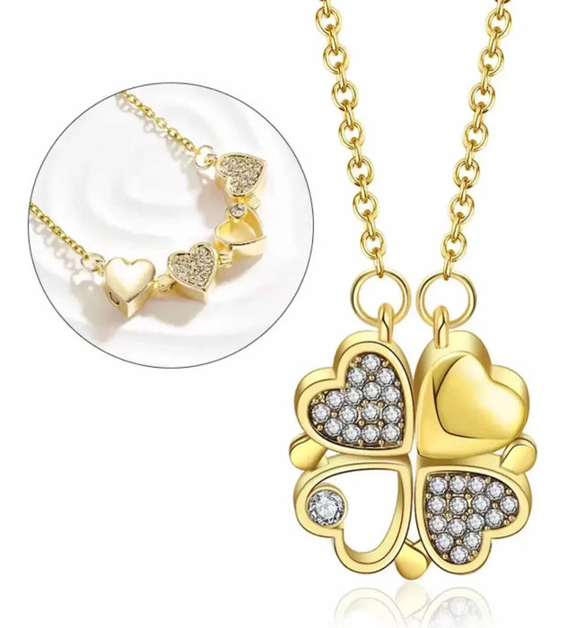 Collar con colgante de corazón para mujer: con piedras brillantes y diseño elegante.