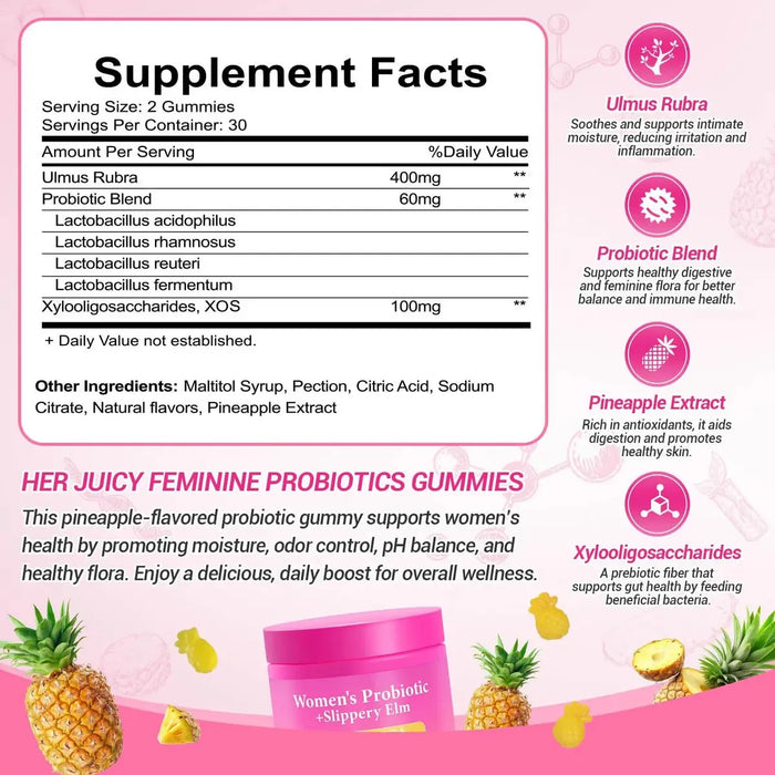 Leefar Mujer Probióticos Slippery Elm Gomitas 60u