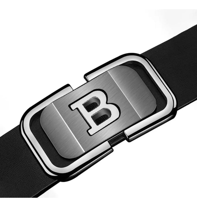 Cinturón de cuero negro con la letra B, con hebilla automática para hombre