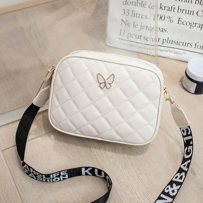 Bolso Bandolera de Hombro Único con Mariposa y Costura de Diamante