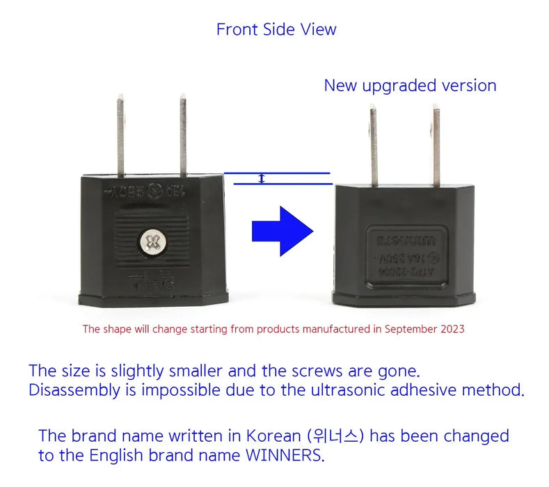 Adaptador de viaje Winners de 220 V a 110 V (Corea a EE. UU.) 1 pieza