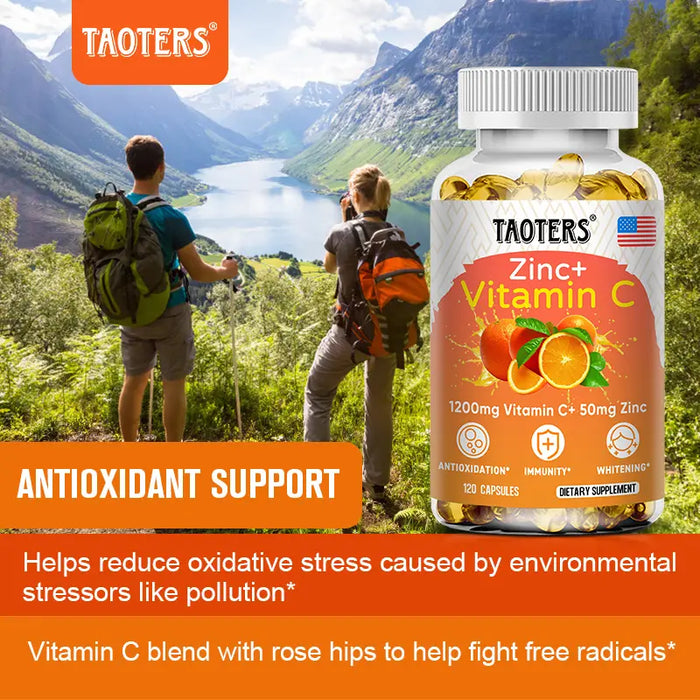 Suplemento de zinc y vitamina C de Taoters - 120 cápsulas