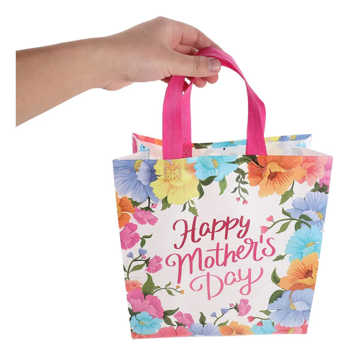 16 piezas de Bolsas de regalo de tela no tejida con asas para el Día de la Madre 22*11*23 cm