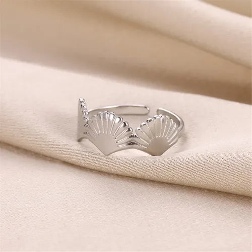 Anillo triple de concha marina, para mujeres