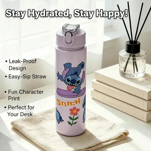 1 botella de agua deportiva con sorbete de plástico de Stitch 750 ml