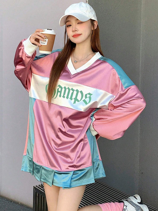 Shein Camiseta 2 en 1 de satén con hombros caídos