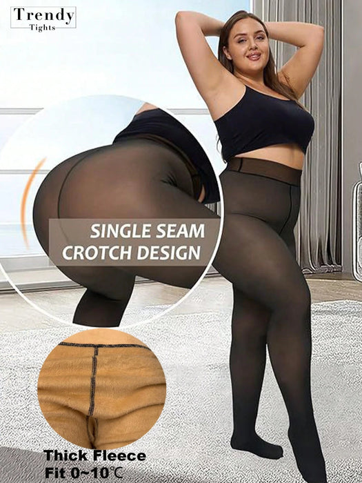 SHEIN 1 par de medias gruesas con forro térmico de talla grande, medias opacas de alta elasticidad