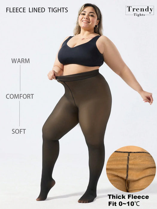 SHEIN 1 par de medias gruesas con forro térmico de talla grande, medias opacas de alta elasticidad