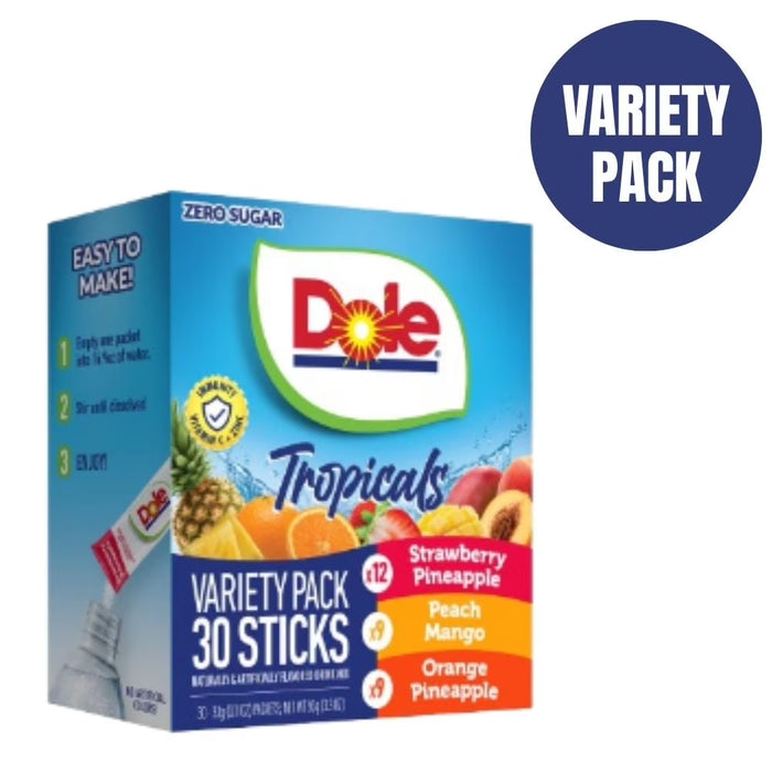 Paquete variado de mezclas para bebidas en polvo Dole, sabores Tropical