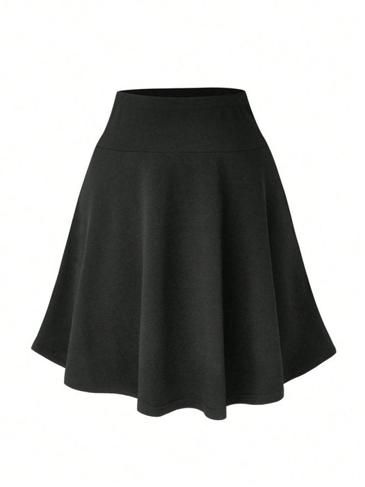 SHEIN Falda acampanada de media longitud de color liso para mujer