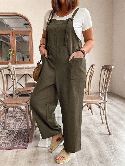 SHEIN Emery Rose Mono de color liso con doble bolsillo y tirantes finos