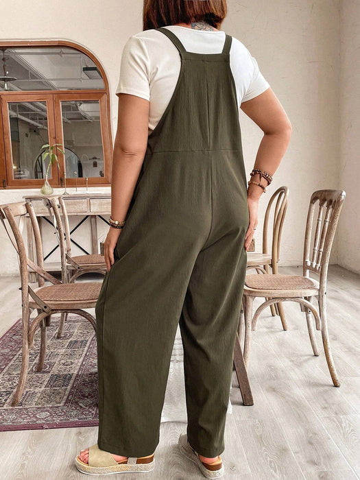 SHEIN Emery Rose Mono de color liso con doble bolsillo y tirantes finos
