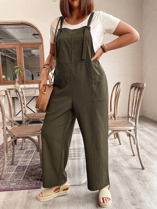 SHEIN Emery Rose Mono de color liso con doble bolsillo y tirantes finos