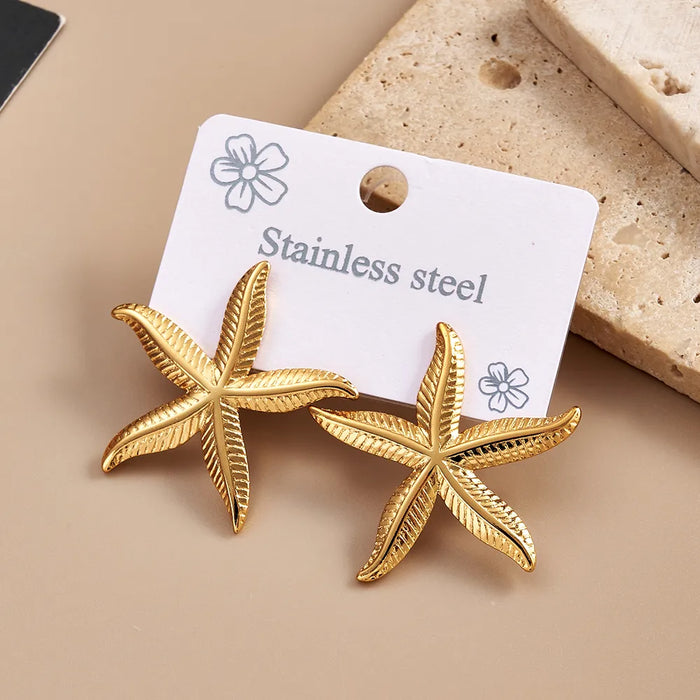 Pendientes de acero inoxidable con forma de estrella de mar