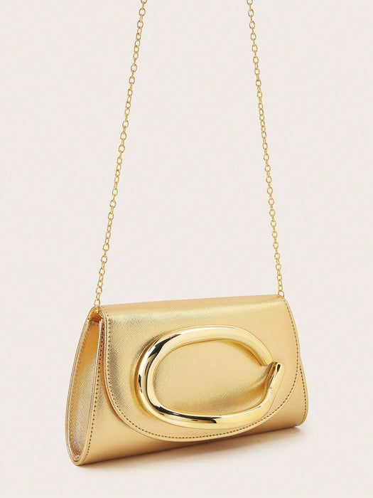 SHEIN Elegante bolso de mano grande para mujer, de material sintético PU, con cadena desmontable