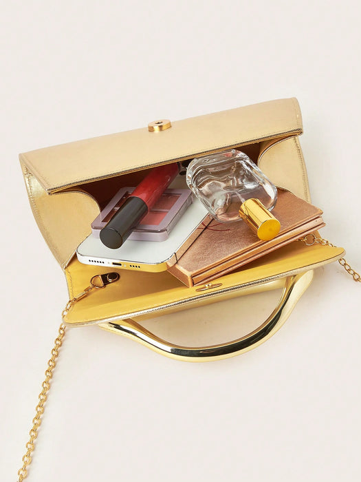 SHEIN Elegante bolso de mano grande para mujer, de material sintético PU, con cadena desmontable