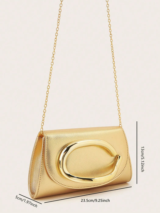 SHEIN Elegante bolso de mano grande para mujer, de material sintético PU, con cadena desmontable