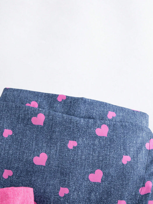 SHEIN Conjunto de 2 piezas para niñas Elladie Kids: shorts asimétricos con estampado de girasoles