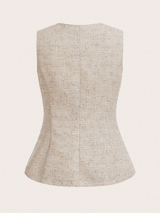 SHEIN Top elegante sin mangas para mujer de Ellevyn con botones de concha y estrella.