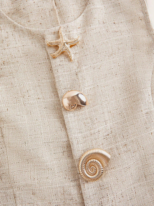SHEIN Top elegante sin mangas para mujer de Ellevyn con botones de concha y estrella.
