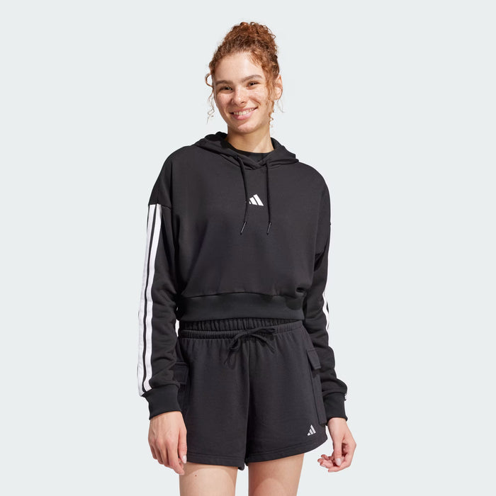 ADIDAS Sudadera corta con capucha de felpa francesa de 3 rayas de Essentials