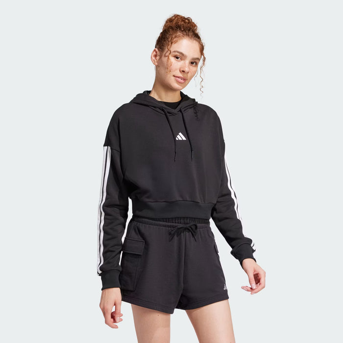ADIDAS Sudadera corta con capucha de felpa francesa de 3 rayas de Essentials