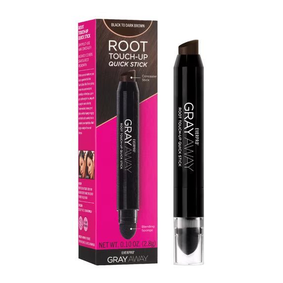 Everpro Gray Away Tinte temporal para retoque de raíces en barra, negro/marrón oscuro, 2.8 g