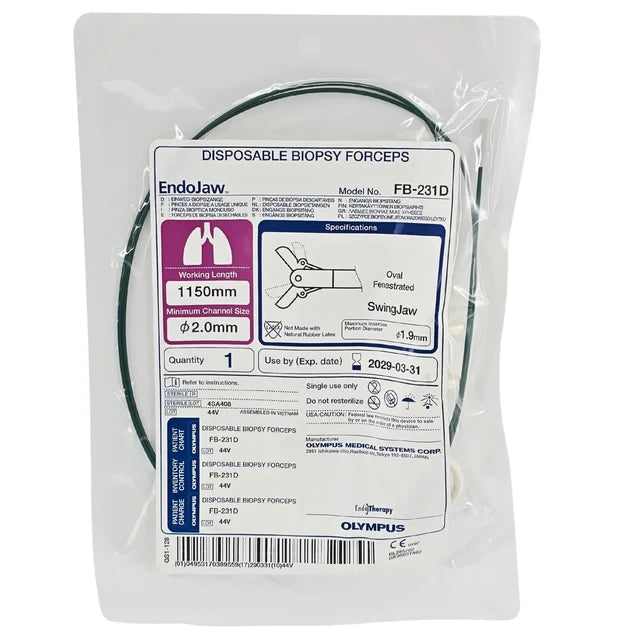 Pinzas desechables para biopsia pulmonar Olympus EndoJaw FB-231D - 2,0 mm x 115 cm (1 unidad)