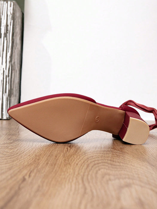 SHEIN Elegantes zapatos de tacón alto con cordones, punta afilada y tacón grueso