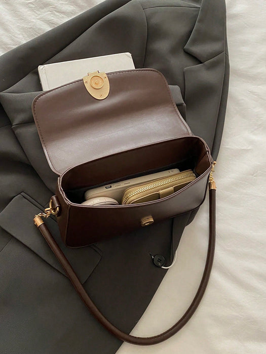 SHEIN Bolso de hombro multifuncional de moda con decoración metálica de color sólido