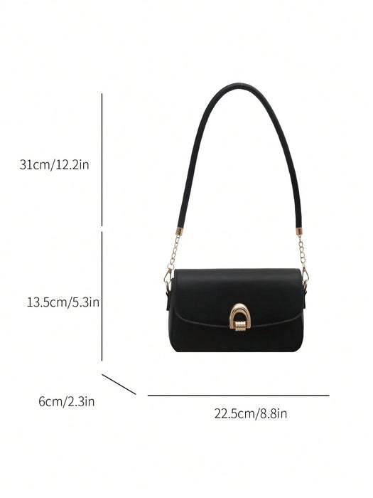 SHEIN Bolso de hombro multifuncional de moda con decoración metálica de color sólido