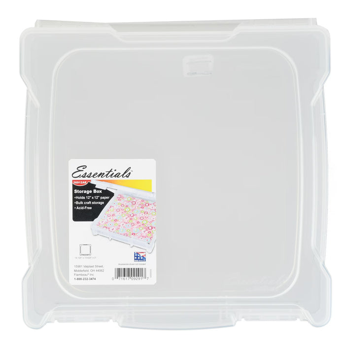 Flambeau Essentials, 26912AE, Caja para álbumes de recortes, Caja para guardar manualidades y pasatiempos, Transparente, 12 pulgadas, Plástico
