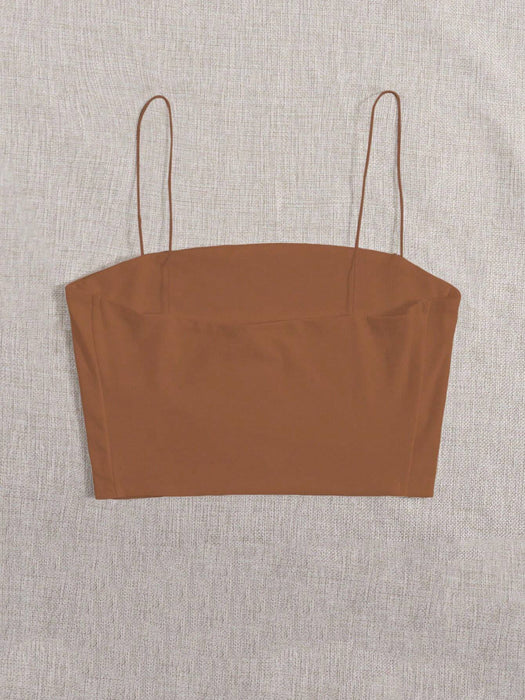 SHEIN  Flirla Top corto de tirantes liso para mujer