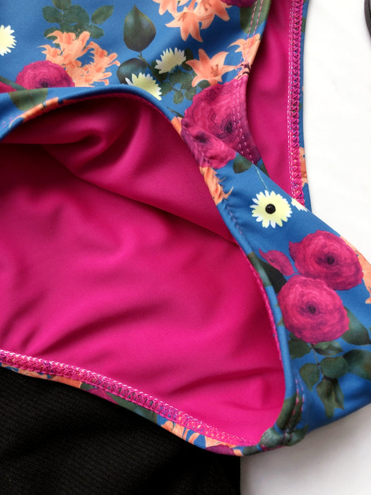 SHEIN Traje de baño de una pieza con volantes florales