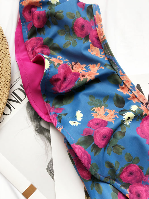 SHEIN Traje de baño de una pieza con volantes florales