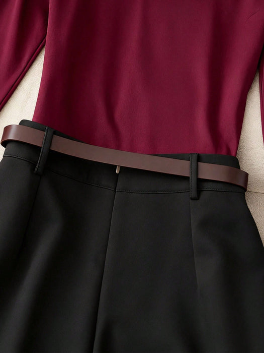 SHEIN Franclia Conjunto de 2 piezas de mujer, top de manga larga