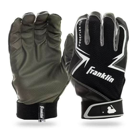 Guantes de bateo de béisbol Franklin Sports MLB Free Flex - Negro/Gris/Blanco