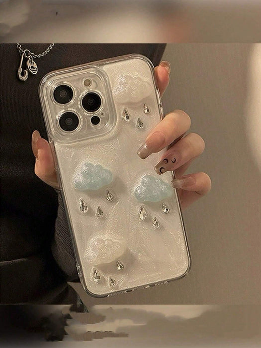 Funda de teléfono con forma de nube 3D rara con gotas de lluvia, para Iphone 12 Pro Max