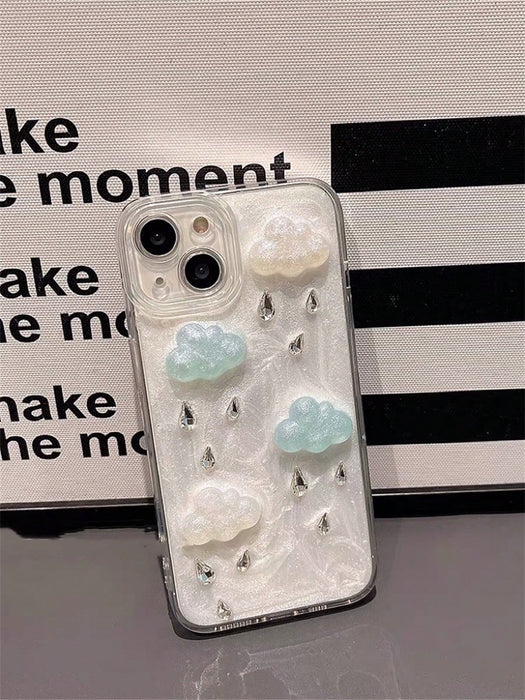 Funda de teléfono con forma de nube 3D rara con gotas de lluvia, para Iphone 12 Pro Max