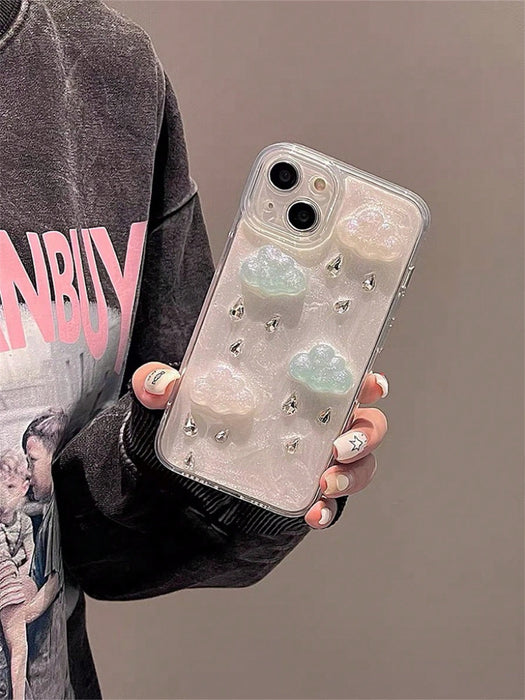 Funda de teléfono con forma de nube 3D rara con gotas de lluvia, para Iphone 12 Pro Max