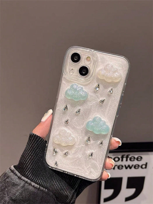Funda de teléfono con forma de nube 3D rara con gotas de lluvia, para Iphone 12 Pro Max