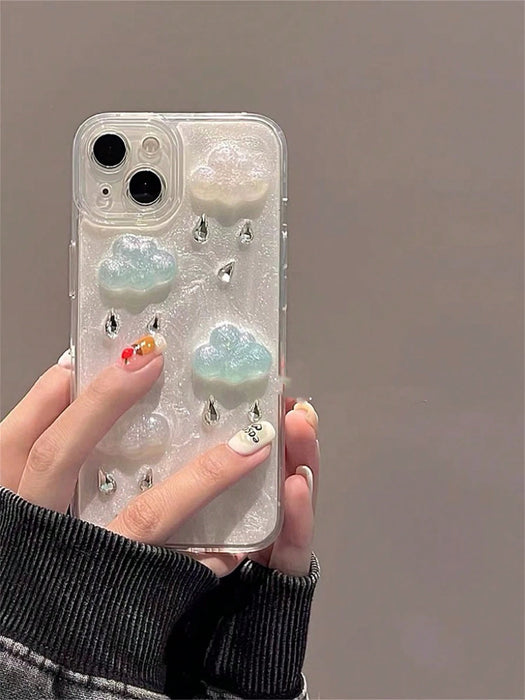 Funda de teléfono con forma de nube 3D rara con gotas de lluvia, para Iphone 12 Pro Max