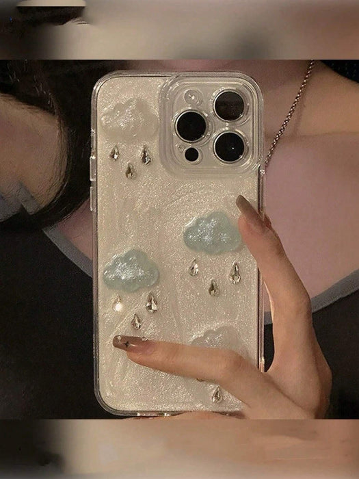 Funda de teléfono con forma de nube 3D rara con gotas de lluvia, para Iphone 12 Pro Max
