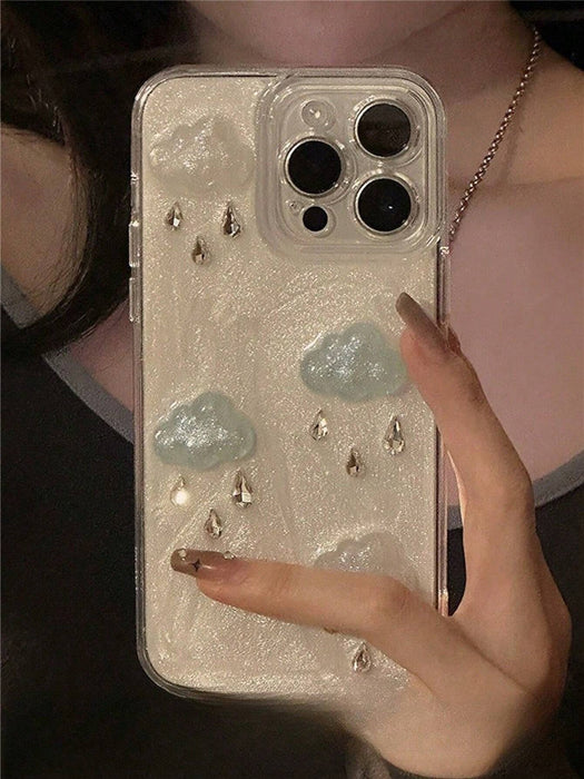 Funda de teléfono con forma de nube 3D rara con gotas de lluvia, para Iphone 12 Pro Max
