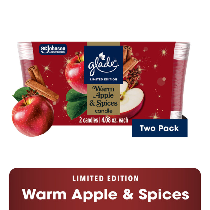 Glade® Vela en frasco, Manzana Cálida y Especias, 115 g, paquete de 2