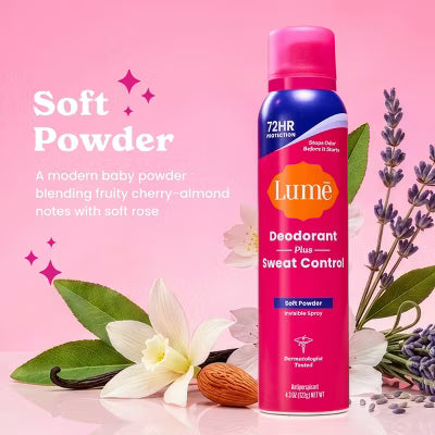 Desodorante antitranspirante en spray Lume Plus Sweat Control - Polvo suave - 122 g