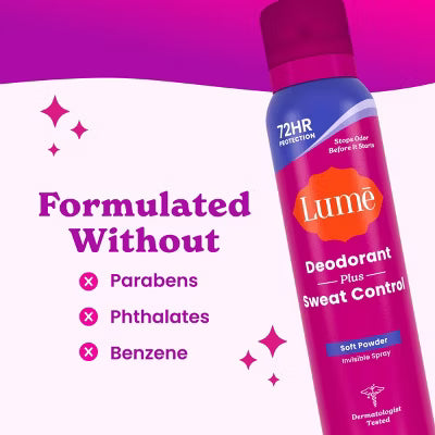 Desodorante antitranspirante en spray Lume Plus Sweat Control - Polvo suave - 122 g